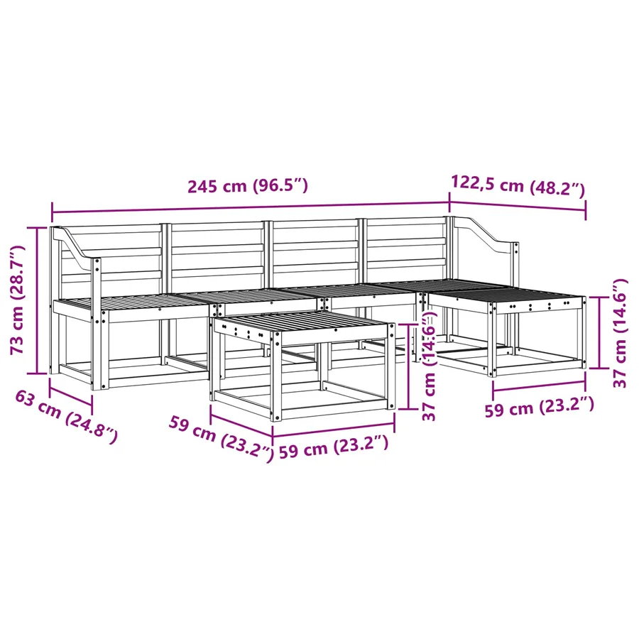 Ensemble de canapés d'extérieur 6 pcs Naturel - 9