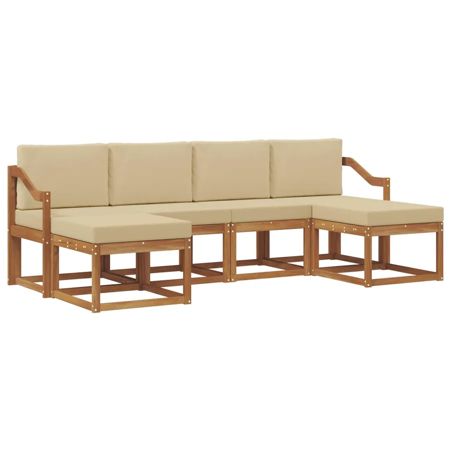 Ensemble de canapés d'extérieur 6 pcs Naturel et Beige - 2