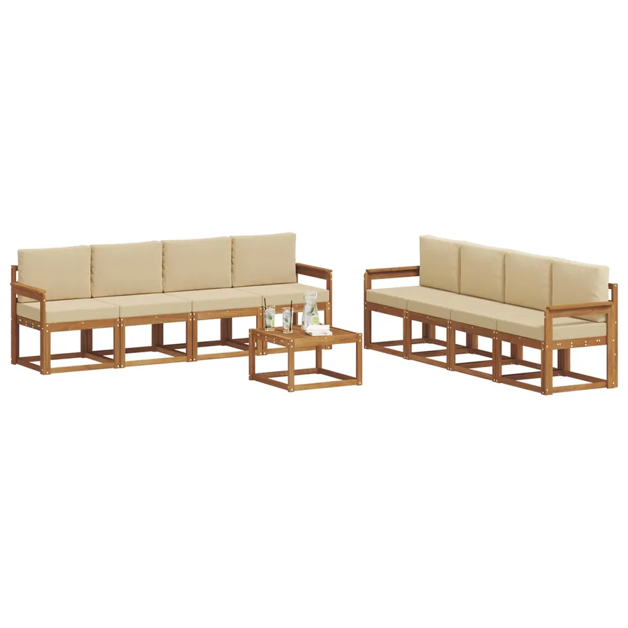 Ensemble de canapés d'extérieur 9 pcs Naturel et Beige - 3