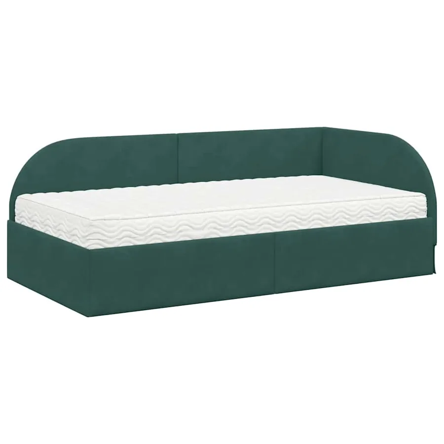 Cadre de lit d'angle avec matelas 2 pcs Vert Velours - 4