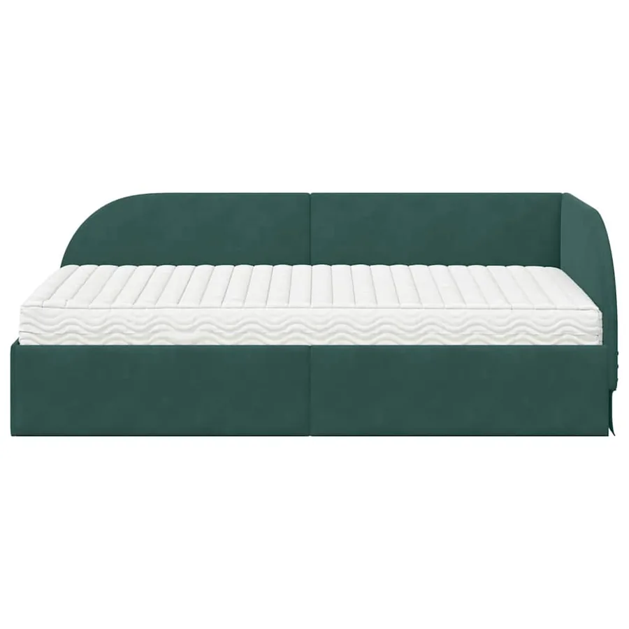 Cadre de lit d'angle avec matelas 2 pcs Vert Velours - 5