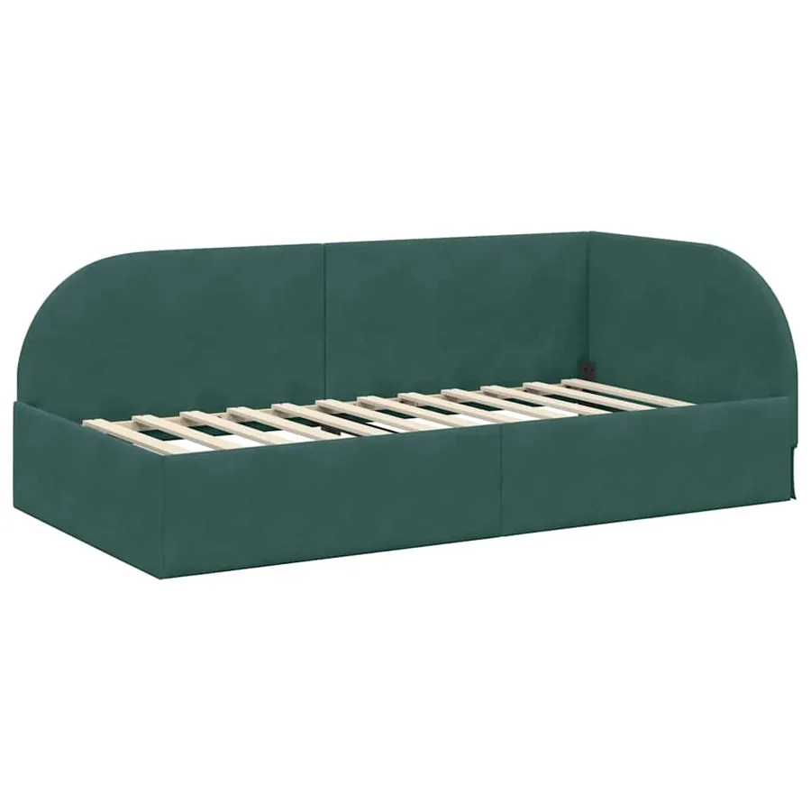 Cadre de lit d'angle avec matelas 2 pcs Vert Velours - 6