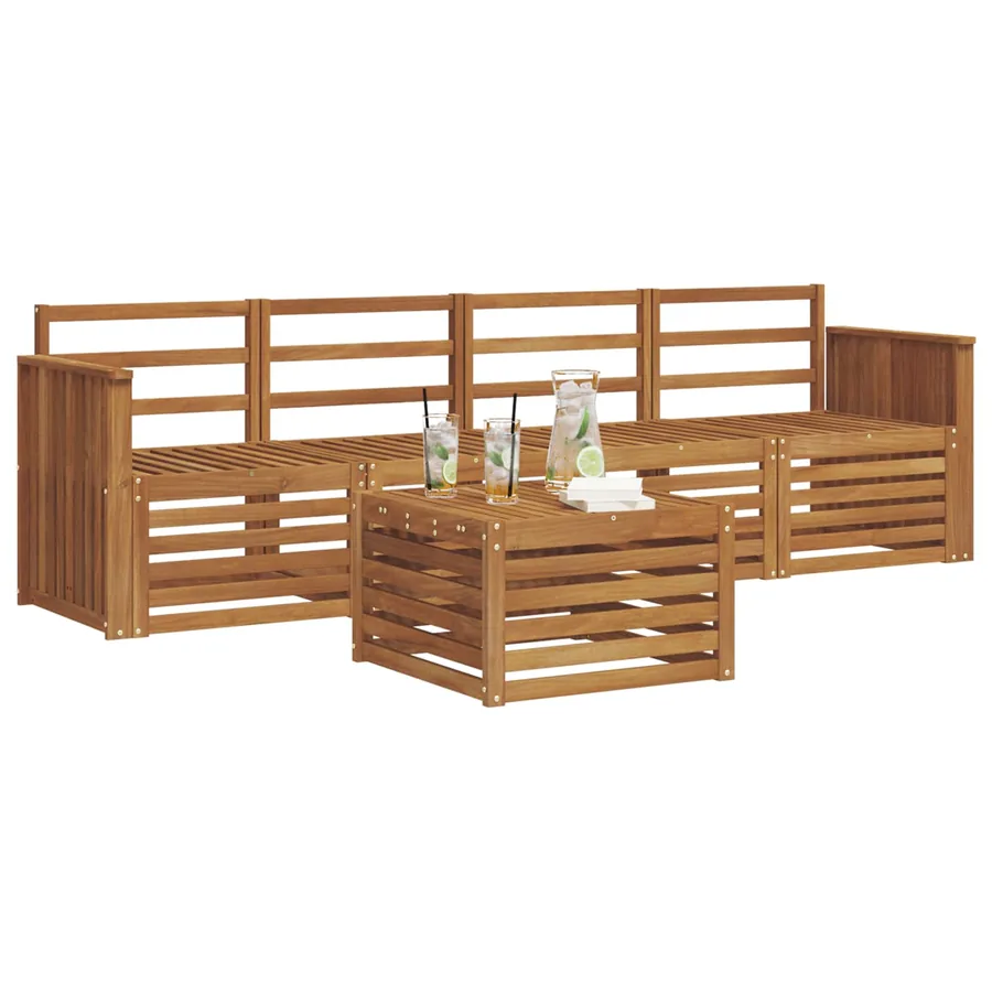 Ensembles de canapés 5 pcs Naturel Bois d'Acacia Massif - 3