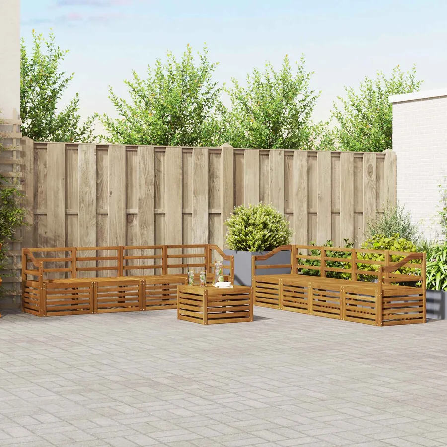 Ensembles de canapés 9 pcs Naturel Bois d'Acacia Massif