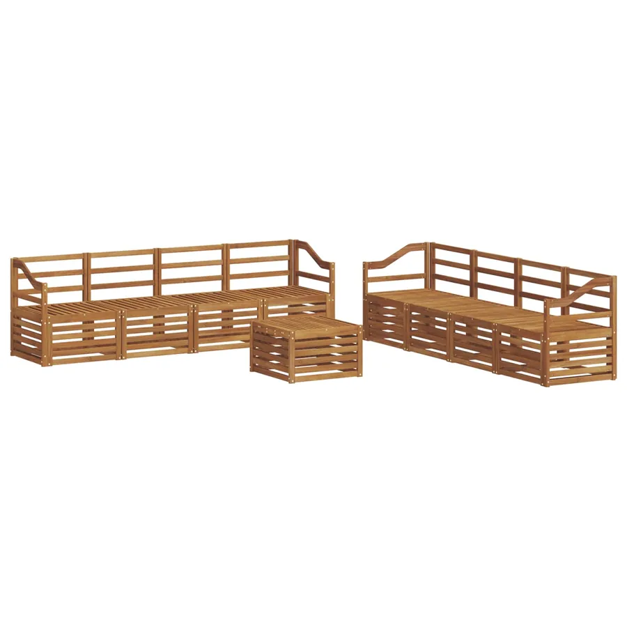 Ensembles de canapés 9 pcs Naturel Bois d'Acacia Massif - 2