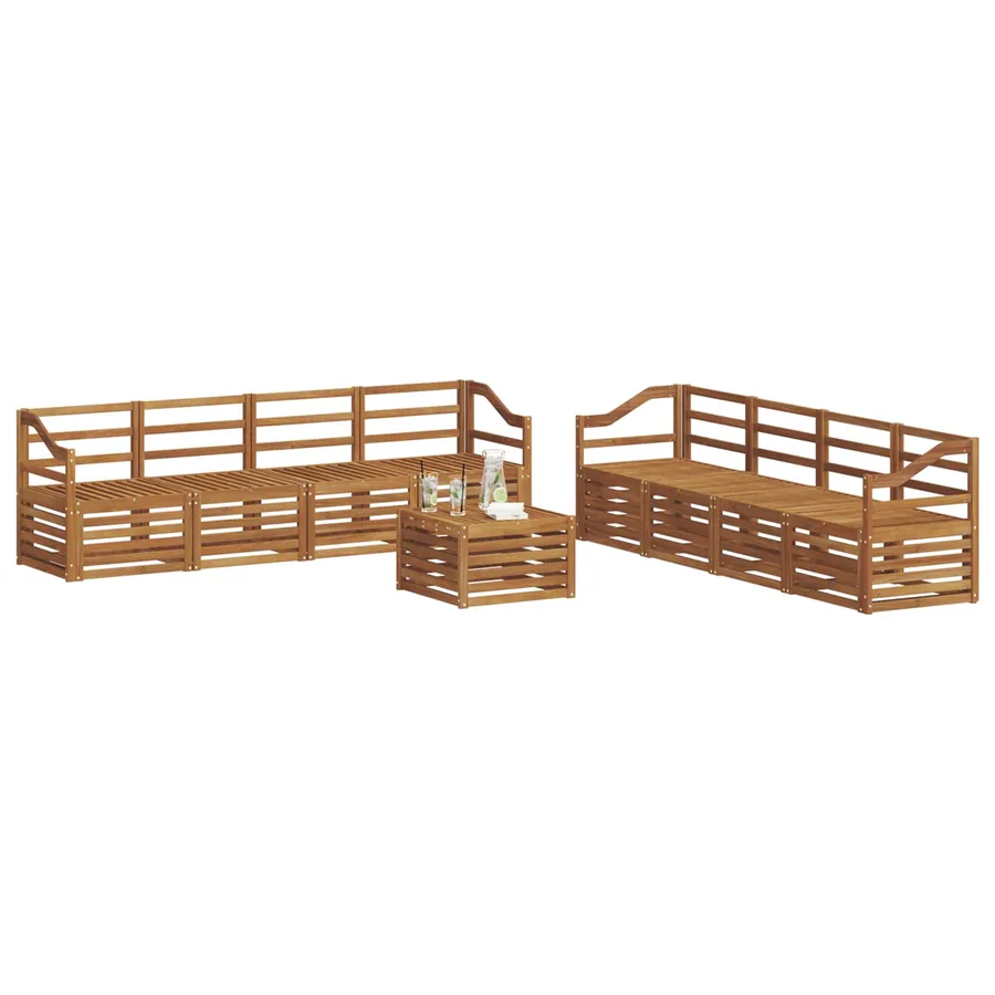 Ensembles de canapés 9 pcs Naturel Bois d'Acacia Massif - 3