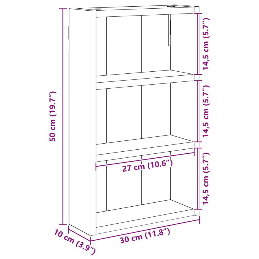 Armoire murale de salle de bain Bois ancien 30 x 10 x 50 cm - 10