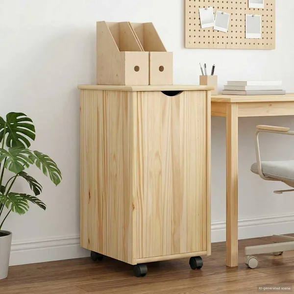 Cabinet roulant Marron 34 x 39 x 65,5 cm Bois de Pin Massif
