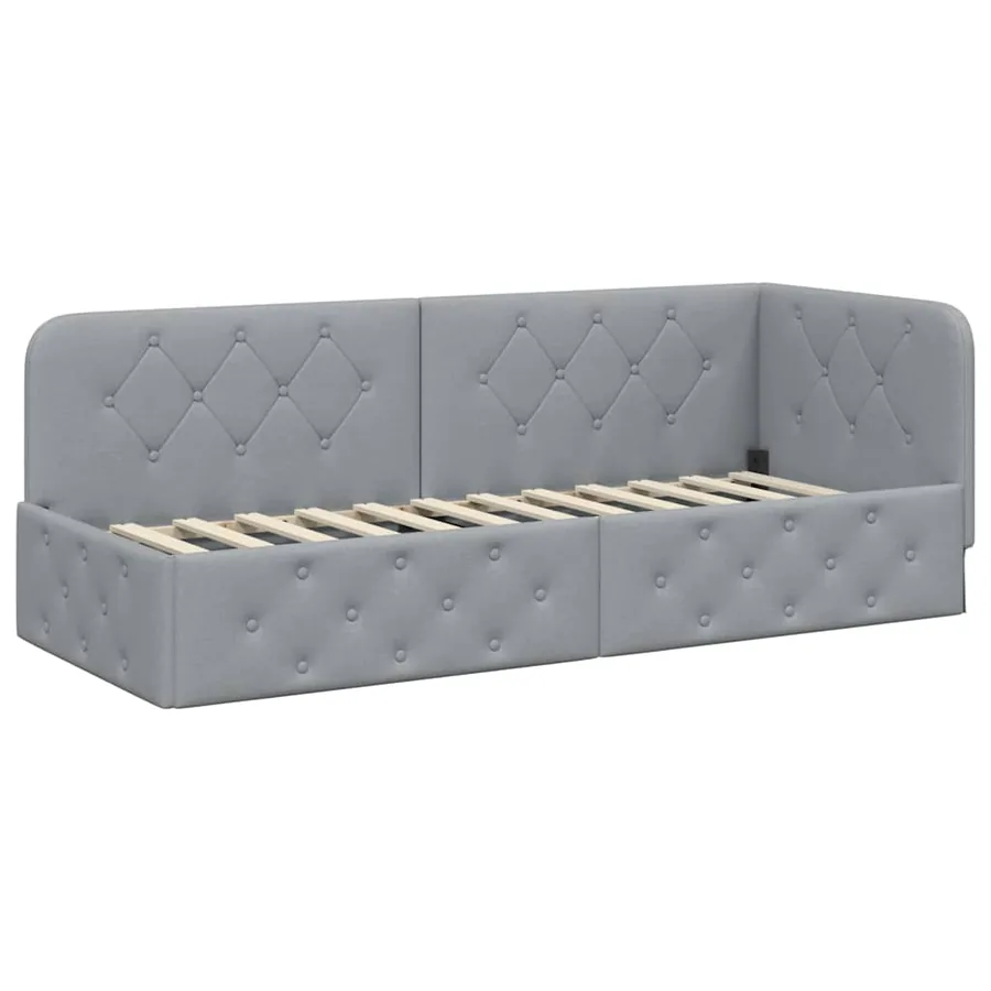 Cadre de lit d'angle Gris clair 80 x 200 cm tissu - 2