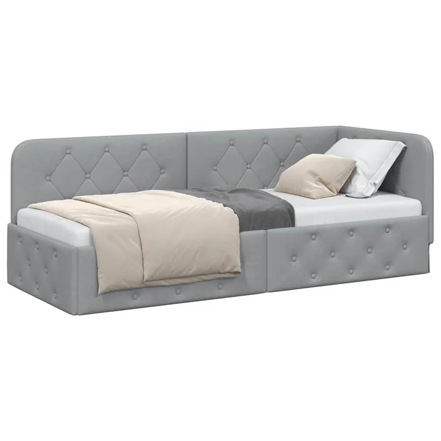 Cadre de lit d'angle Gris clair 80 x 200 cm tissu - 3