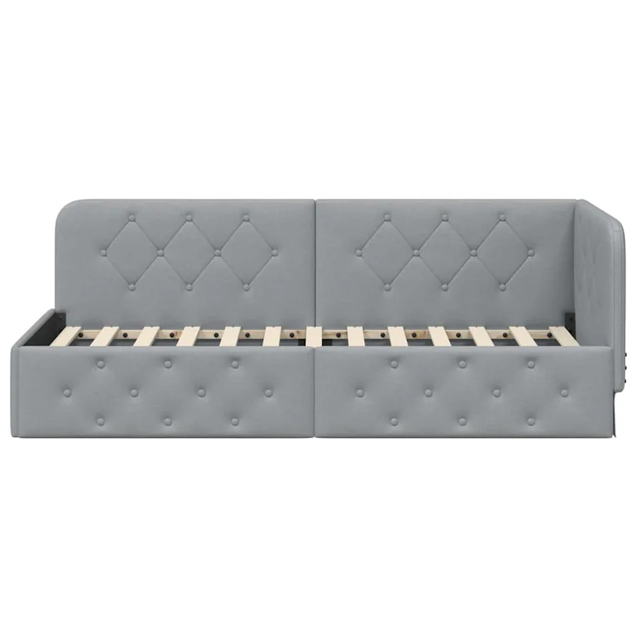 Cadre de lit d'angle Gris clair 80 x 200 cm tissu - 5