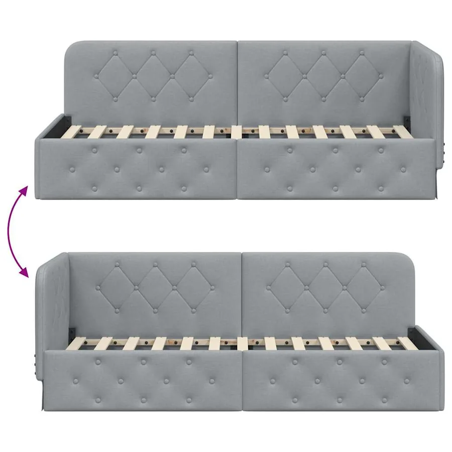 Cadre de lit d'angle Gris clair 80 x 200 cm tissu - 9