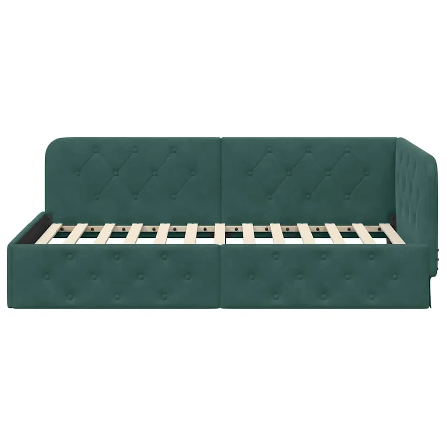 Cadre de lit d'angle Vert foncé 90 x 200 cm Velours - 5