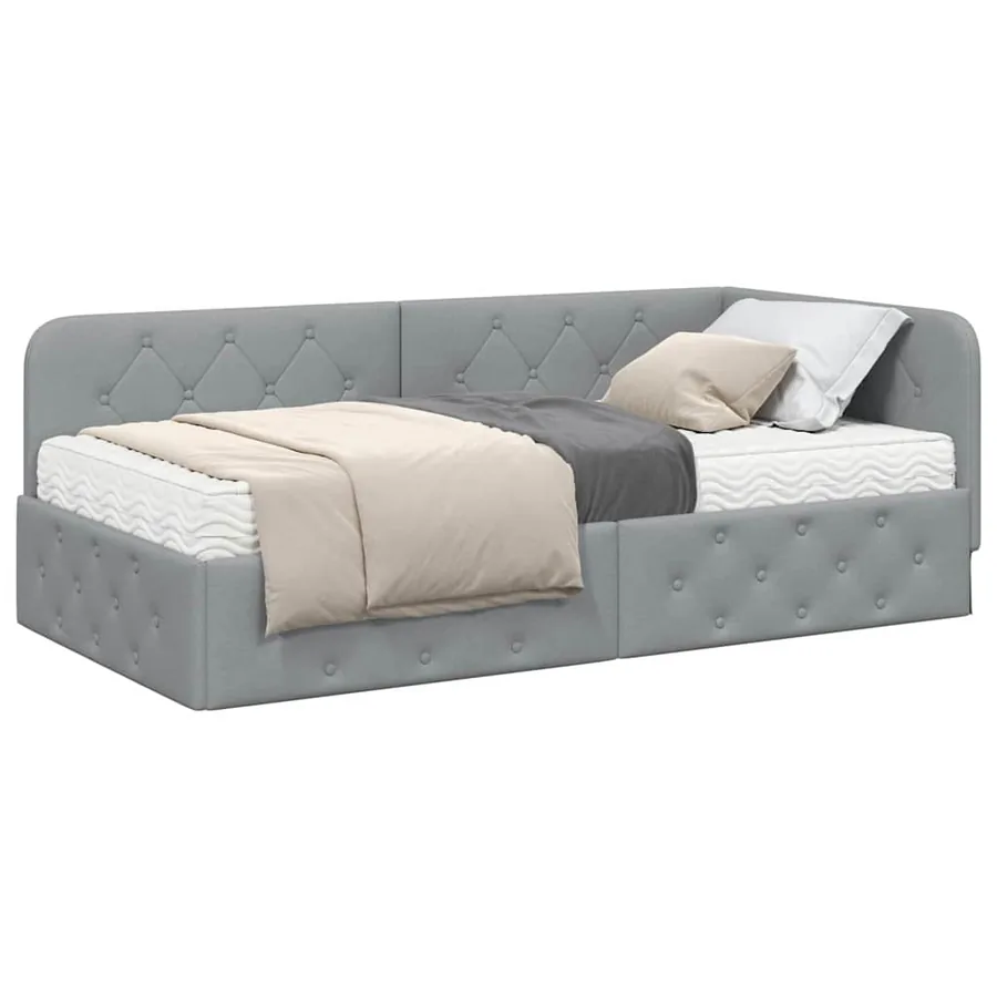 Cadre de lit d'angle Gris clair 100 x 200 cm tissu - 3