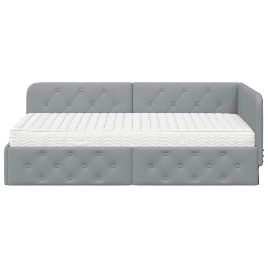 Cadre de lit d'angle Gris clair 100 x 200 cm tissu - 5
