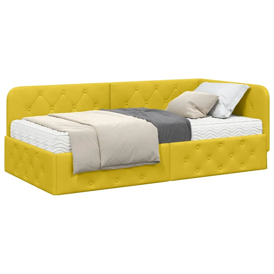 Cadre de lit d'angle Jaune 100 x 200 cm Velours - 3