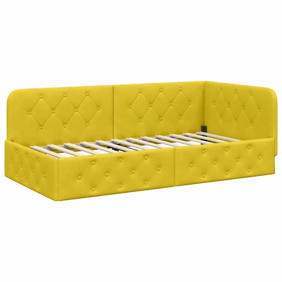 Cadre de lit d'angle Jaune 100 x 200 cm Velours - 6