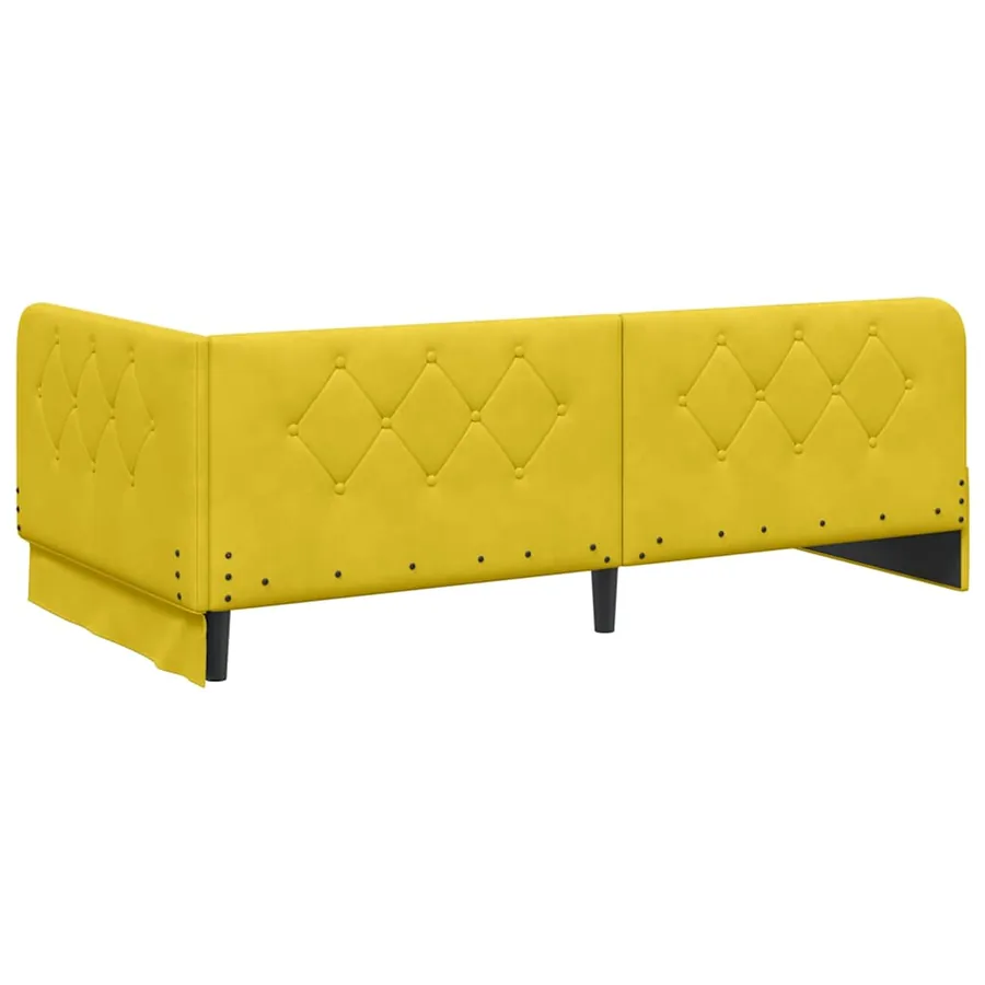 Cadre de lit d'angle Jaune 100 x 200 cm Velours - 9