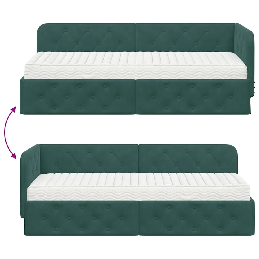 Cadre de lit d'angle Vert foncé 80 x 200 cm Velours - 12