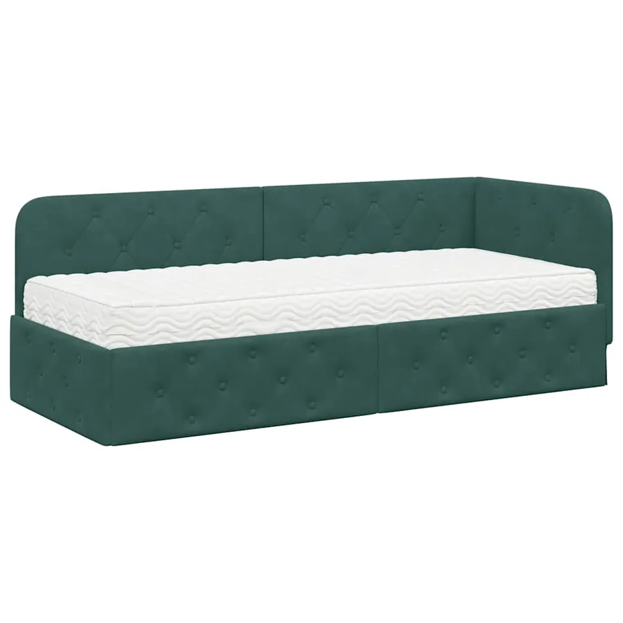 Cadre de lit d'angle Vert foncé 80 x 200 cm Velours - 2
