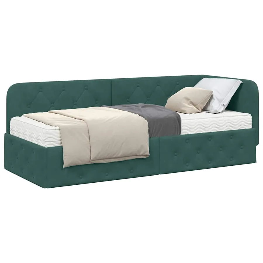Cadre de lit d'angle Vert foncé 80 x 200 cm Velours - 3