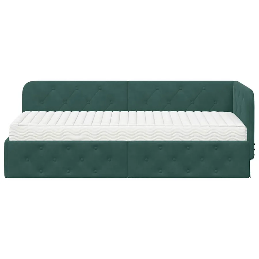 Cadre de lit d'angle Vert foncé 80 x 200 cm Velours - 5