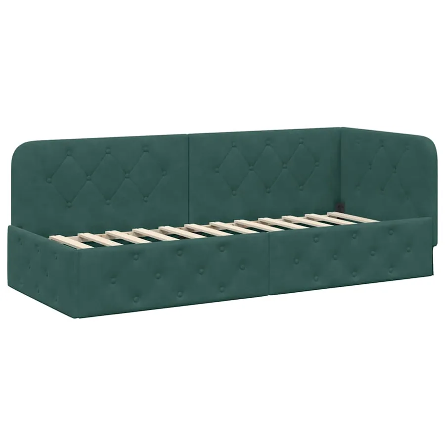Cadre de lit d'angle Vert foncé 80 x 200 cm Velours - 6