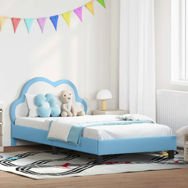 Cadre de lit pour enfants avec tête de lit Bleu 80 x 200 cm PU