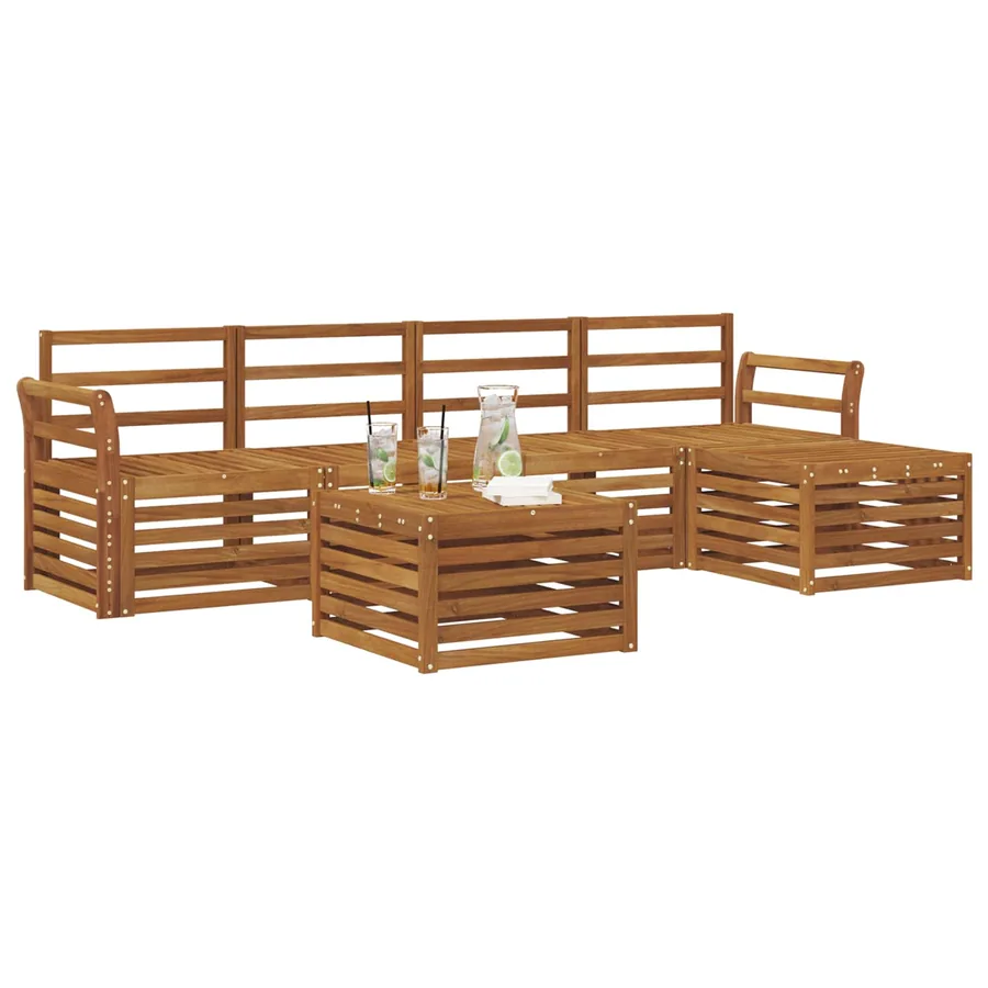 Ensemble de canapés d'extérieur 6 pcs Naturel - 3