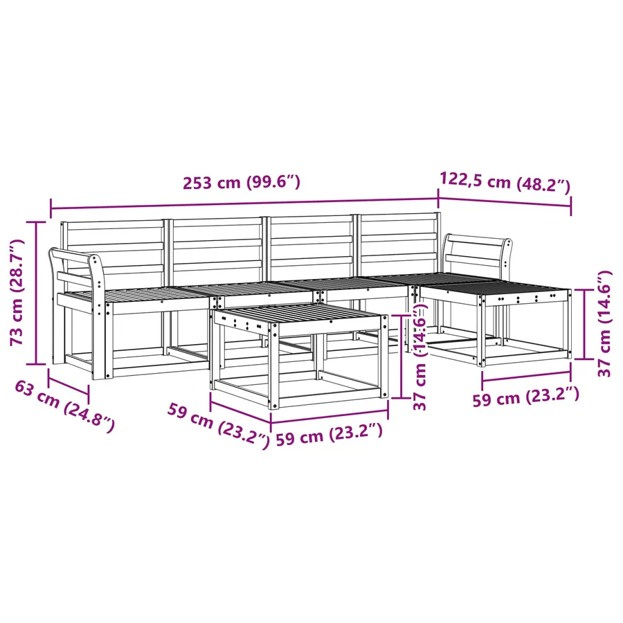 Ensemble de canapés d'extérieur 6 pcs Naturel - 8