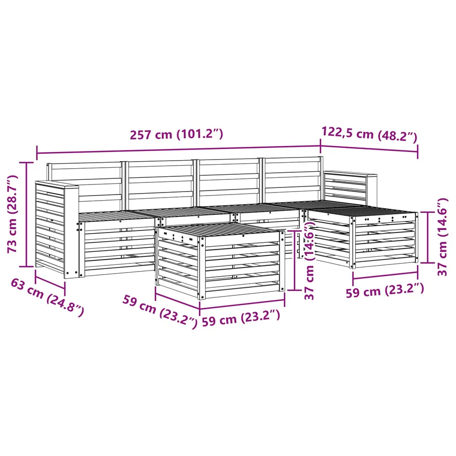 Ensemble de canapés d'extérieur 6 pcs Naturel - 10