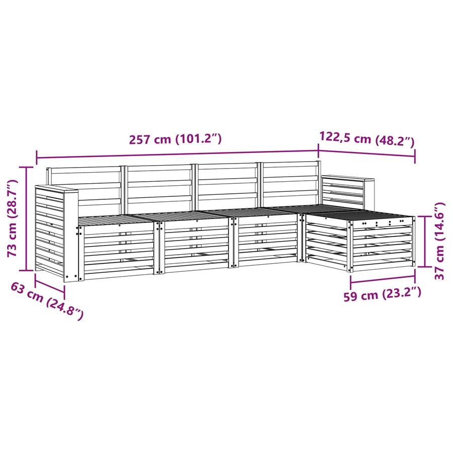 Ensemble de canapés d'extérieur 5 pcs Naturel - 8