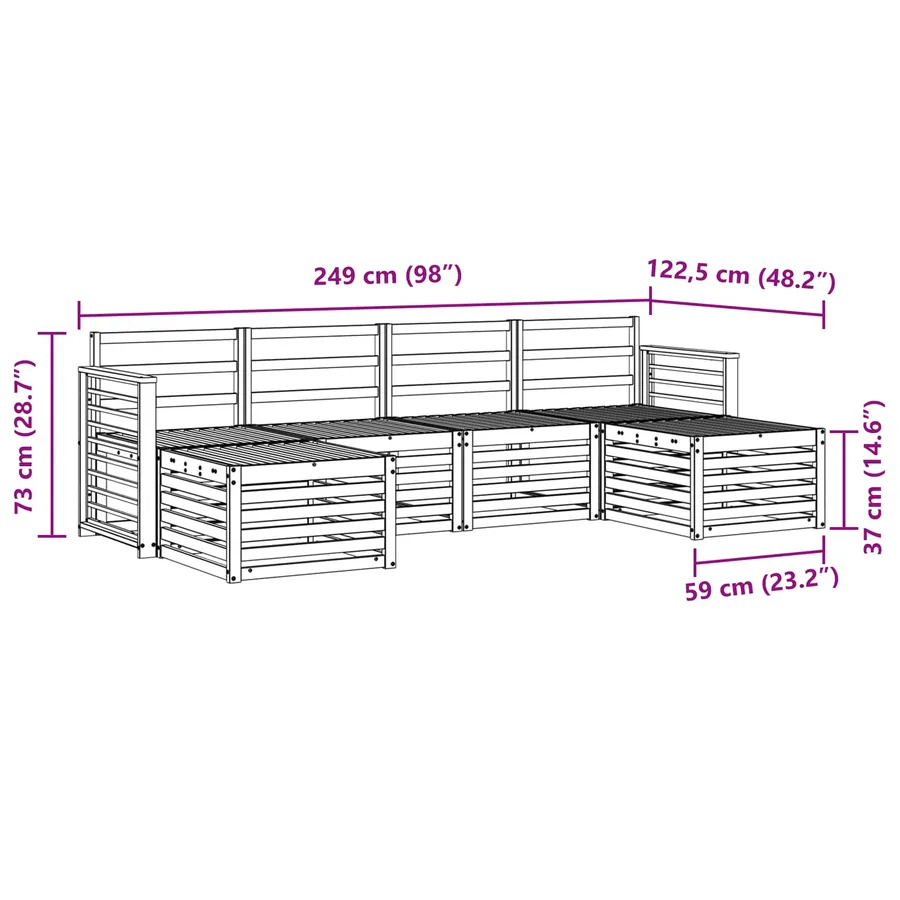 Ensembles de canapés 6 pcs Naturel Bois d'Acacia Massif - 8