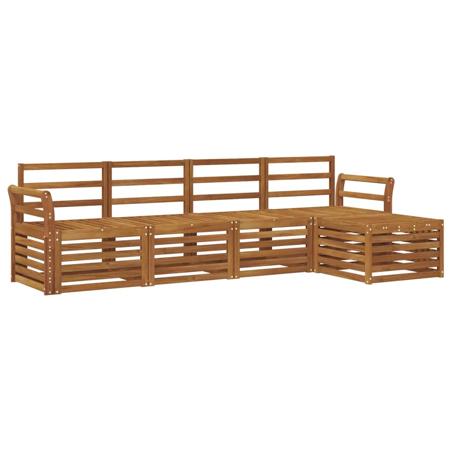 Ensemble de canapés d'extérieur 5 pcs Naturel - 2