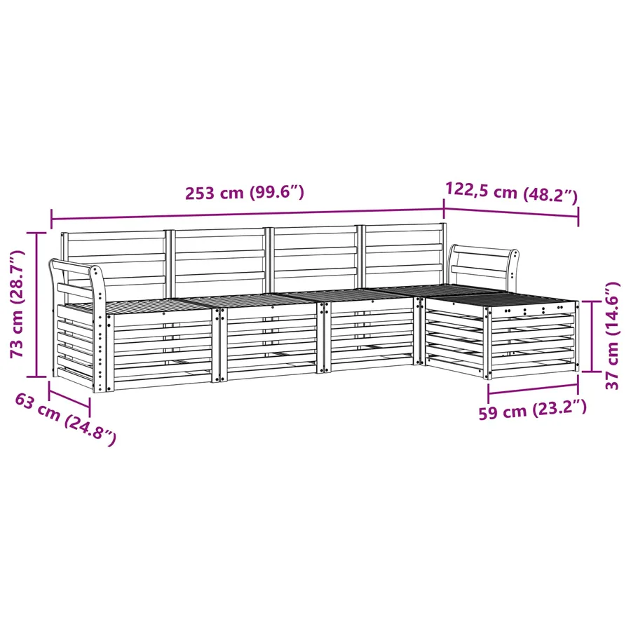 Ensemble de canapés d'extérieur 5 pcs Naturel - 8