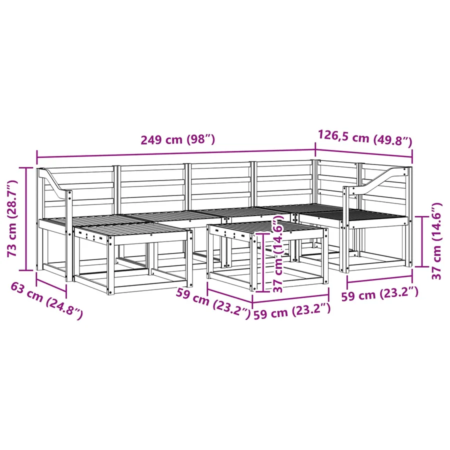 Ensemble de canapés d'extérieur 7 pcs Naturel - 11