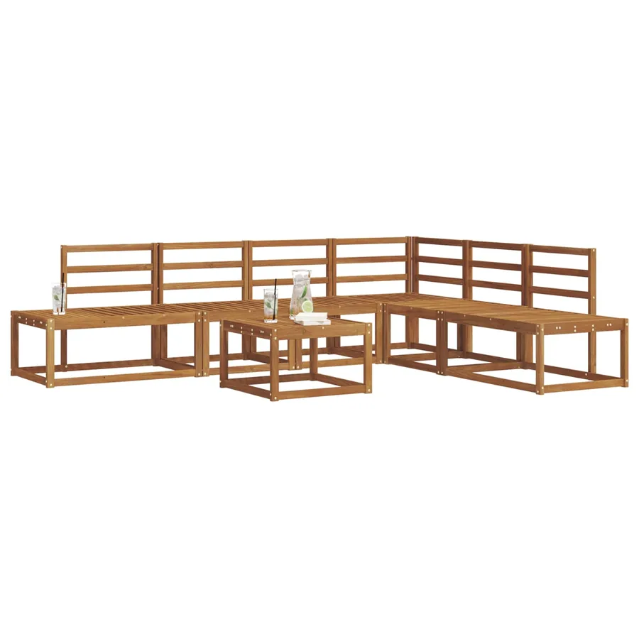 Ensemble de canapés d'extérieur 7 Pièce Naturel - 3