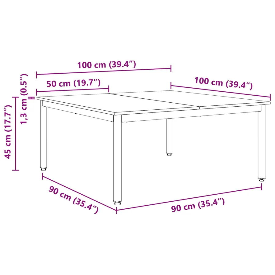 Table basse Blanc 100 x 100 x 45 cm Bois de pin massif - 8