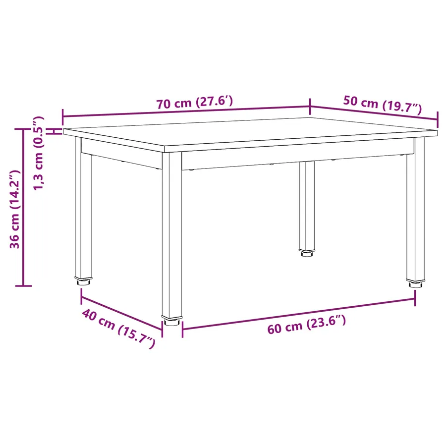 Table basse Blanc 70 x 50 x 36 cm Bois de pin massif - 12
