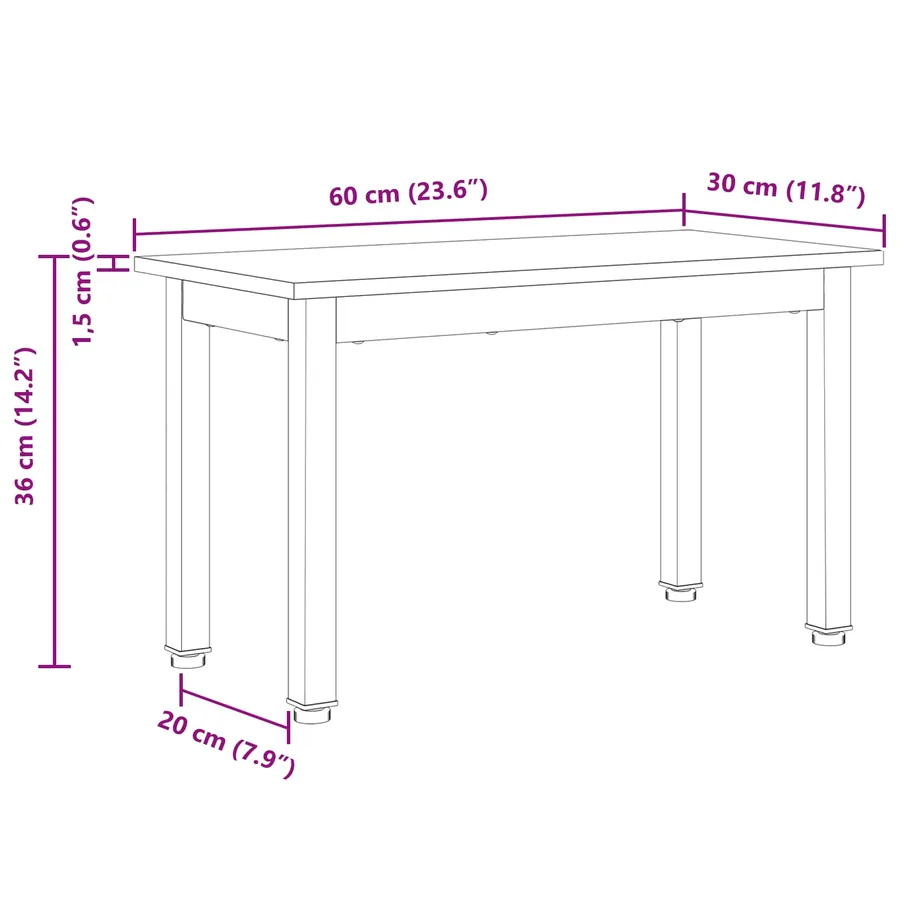 Table basse Blanc 60 x 30 x 36 cm Bois de pin massif - 11