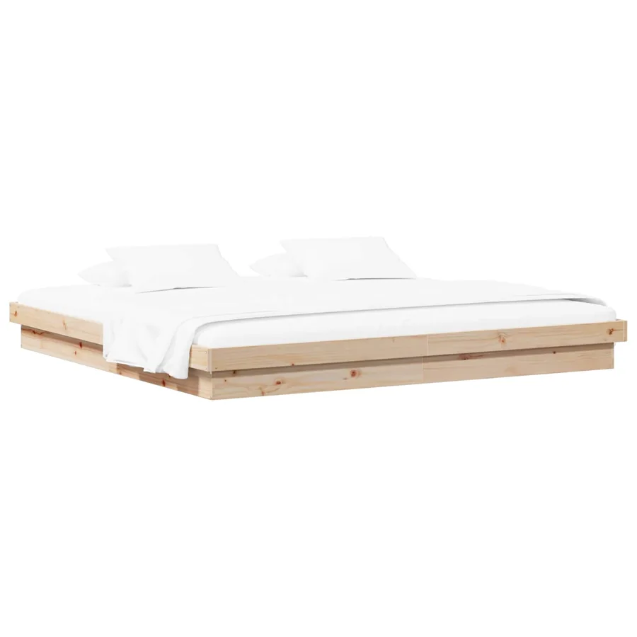 Cadre de lit Naturel 200 x 200 cm Pin massif - 2