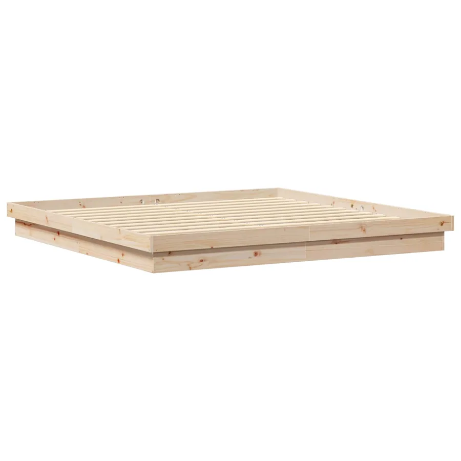 Cadre de lit Naturel 200 x 200 cm Pin massif - 3