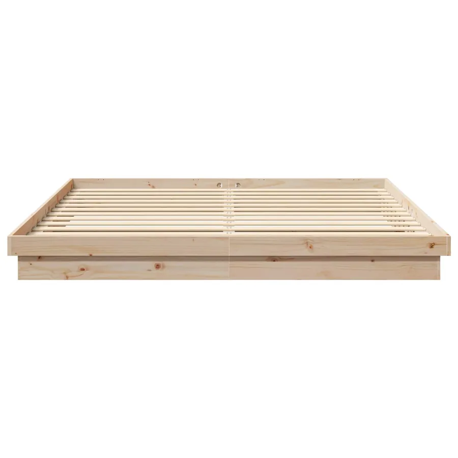 Cadre de lit Naturel 200 x 200 cm Pin massif - 4