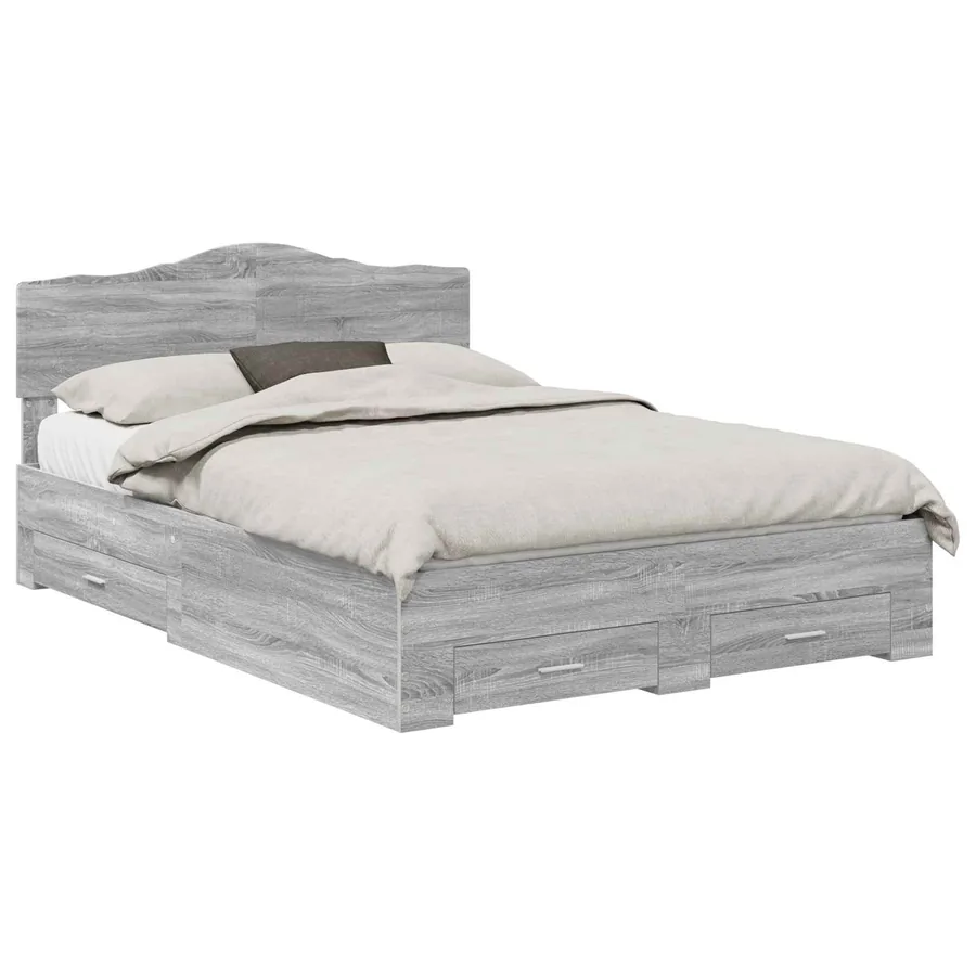 Cadre de lit Gris Sonoma 150 x 200 cm Bois d'ingénierie - 2