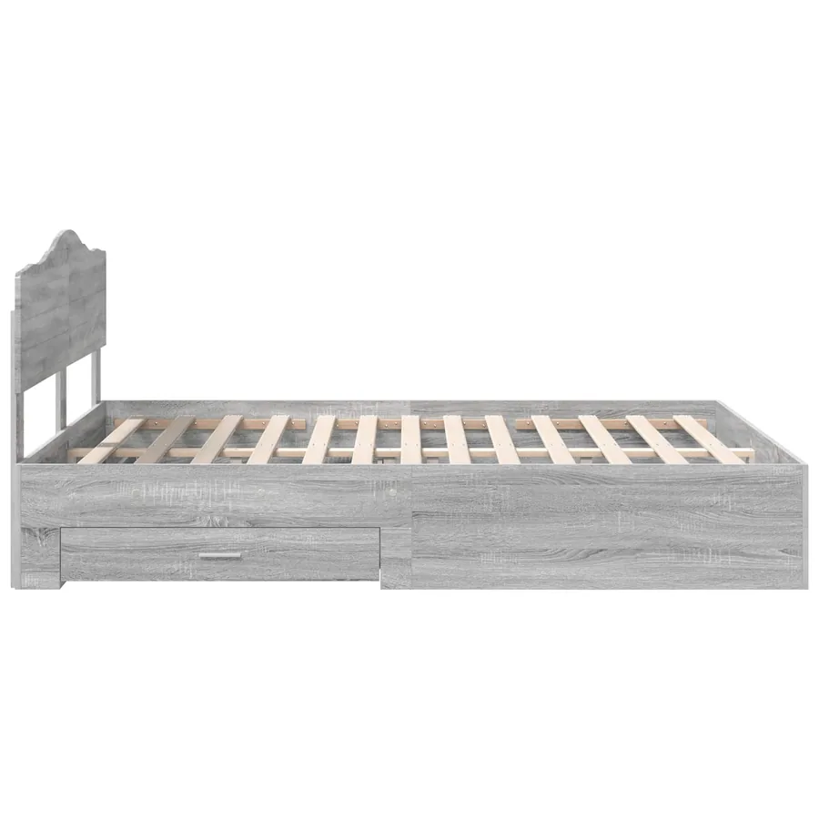 Cadre de lit Gris Sonoma 150 x 200 cm Bois d'ingénierie - 9