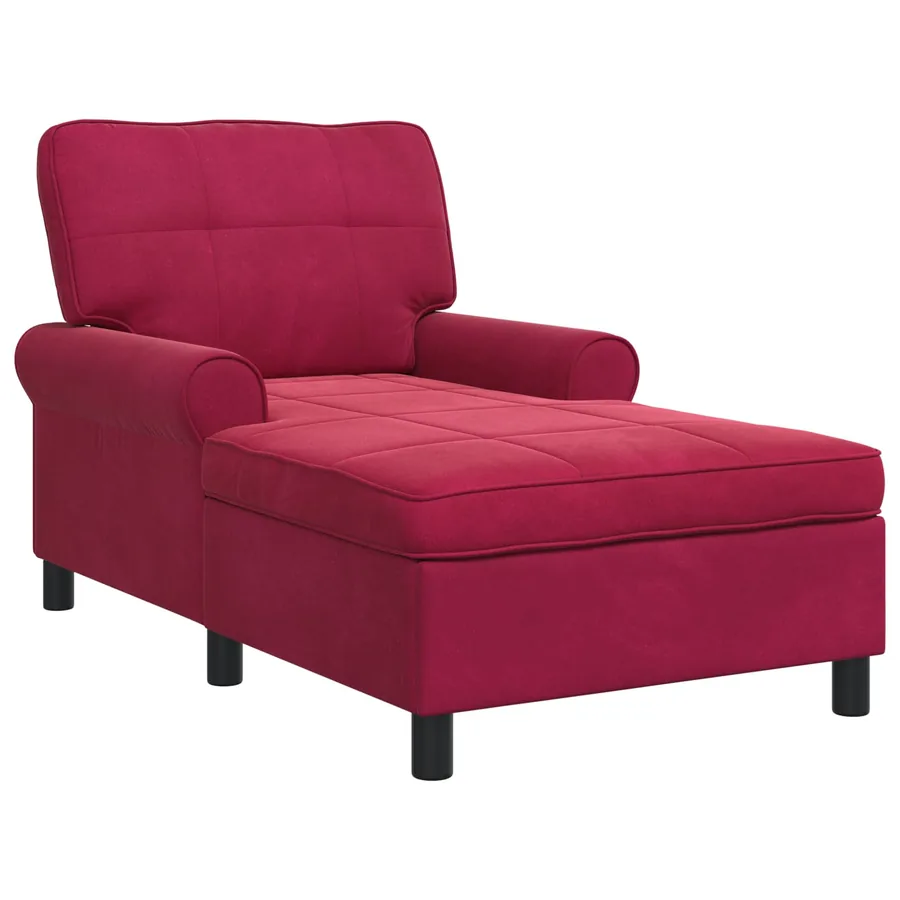 Chaise longue avec coussin Bordeaux 91 x 157 x 91 cm Velours - 2