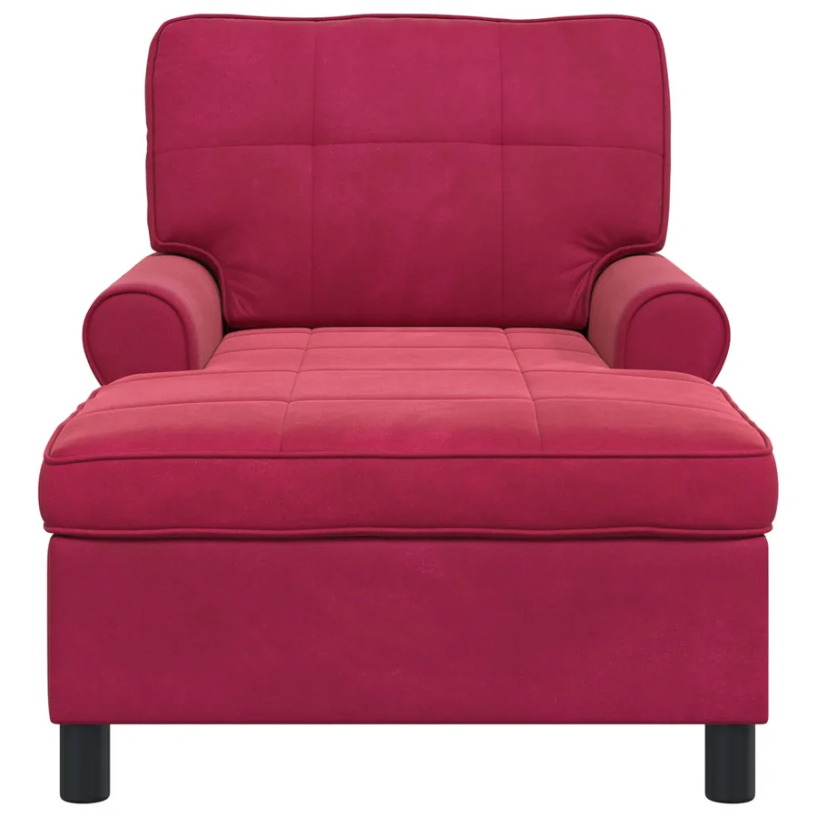 Chaise longue avec coussin Bordeaux 91 x 157 x 91 cm Velours - 4