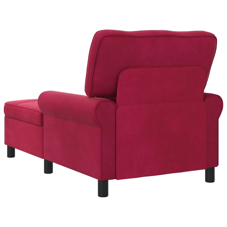 Chaise longue avec coussin Bordeaux 91 x 157 x 91 cm Velours - 6