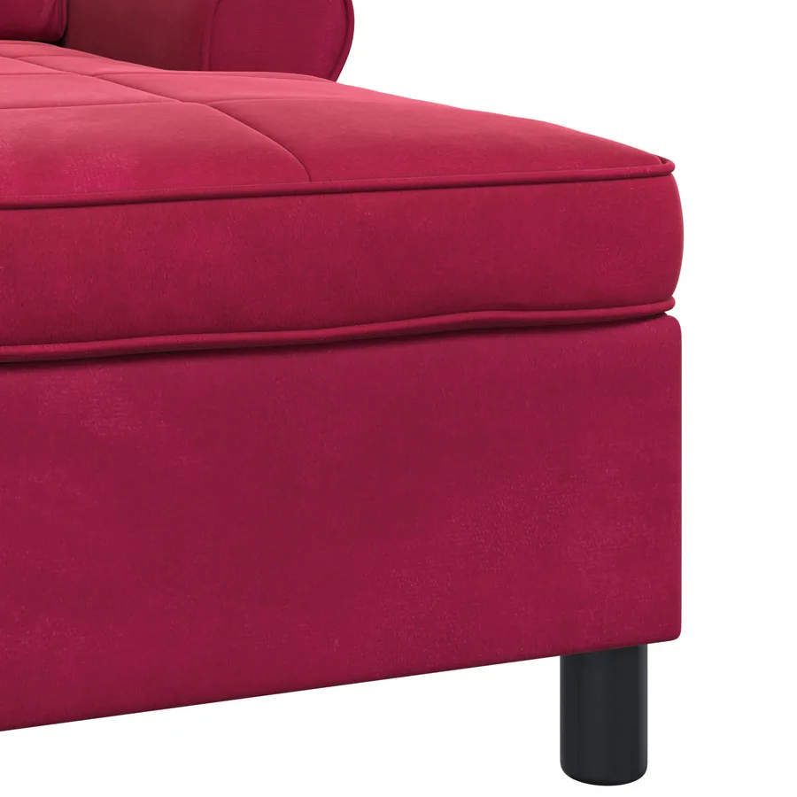 Chaise longue avec coussin Bordeaux 91 x 157 x 91 cm Velours - 7