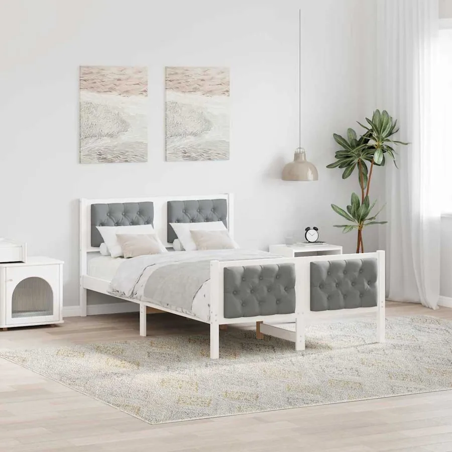 Cadre de lit Gris clair 135 x 190 cm Pin massif